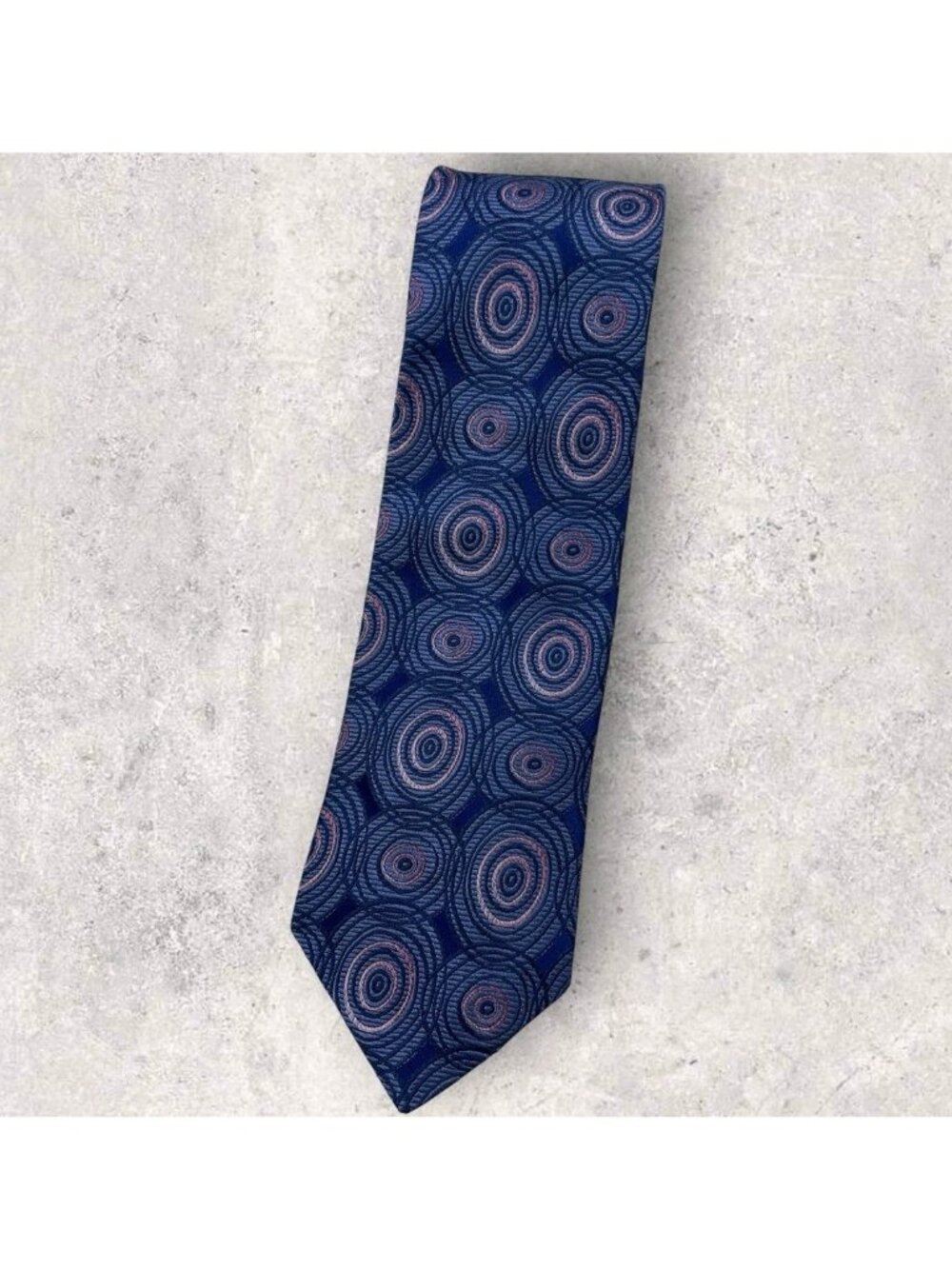METROPOLITAN VIEW Silk Tie USA Blue Pink Geometric W:3.6" EUC